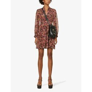 House of Harlow 1960 V-Neck Paisley Printed Dress in Berry